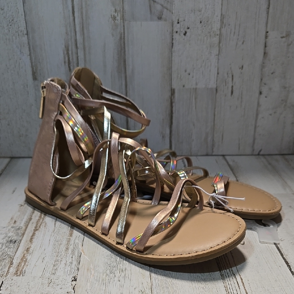 Holographic Strappy Sandals